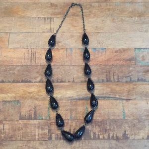 Black Glass Beaded Necklace